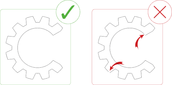 Laser Cutting open contours